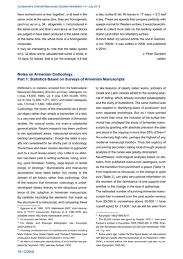 Notes on Armenian Codicology. Part 1: Statistics Based on Surveys of Armenian Manuscripts