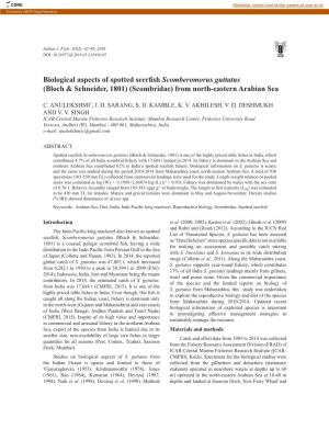 Biological Aspects of Spotted Seerfish Scomberomorus Guttatus
