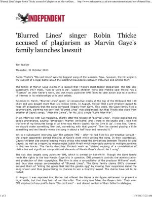 Blurred Lines' Singer Robin Thicke Accused of Plagiarism As Marvin Gaye