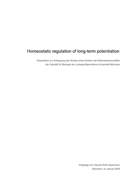 Homeostatic Regulation of Long-Term Potentiation