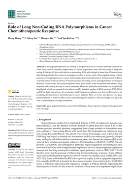 Role of Long Non-Coding RNA Polymorphisms in Cancer Chemotherapeutic Response