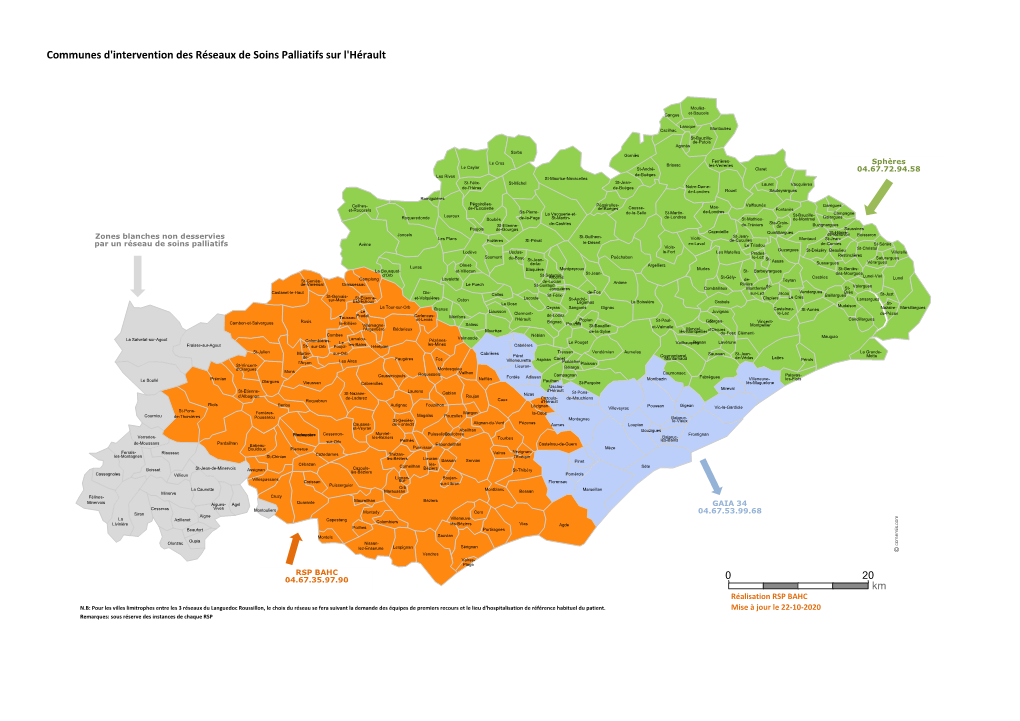 Communes D'intervention Des Réseaux De Soins Palliatifs Sur L'hérault