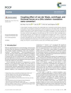 Coupling Effect of Van Der Waals, Centrifugal, and Frictional Forces On