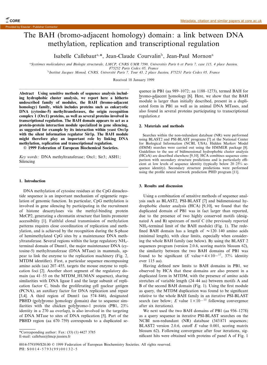 Domain: a Link Between DNA Methylation, Replication and Transcriptional Regulation