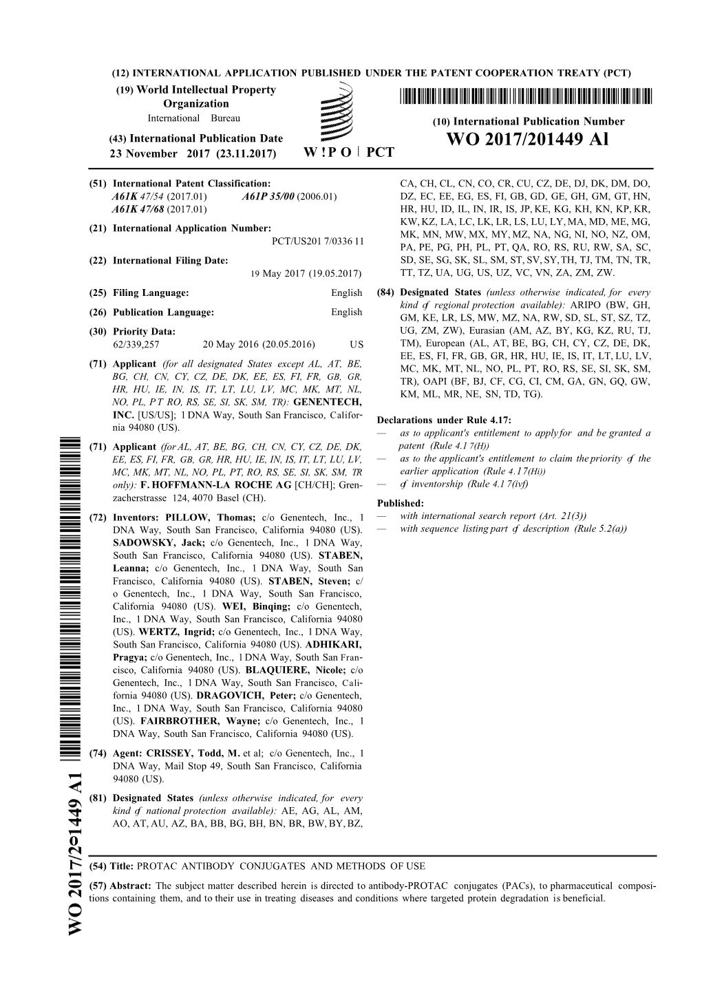 WO 2017/201449 Al 23 November 2017 (23.11.2017) W !P O PCT