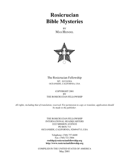Rosicrucian Bible Mysteries