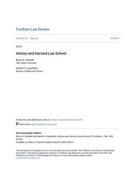 History and Harvard Law School