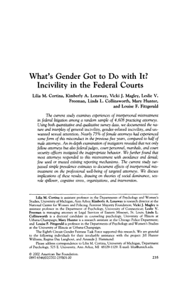 What's Gender Got to Do with It? Incivility in the Federal Courts