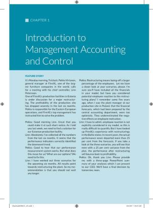 Introduction to Management Accounting and Control