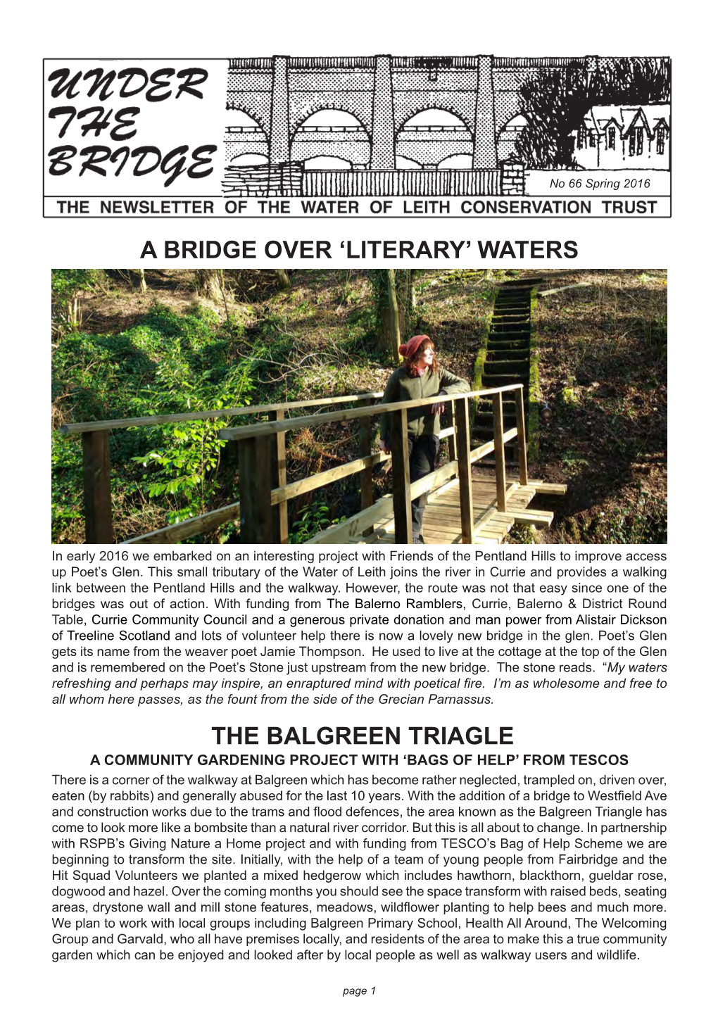 A Bridge Over 'Literary' Waters the Balgreen Triagle