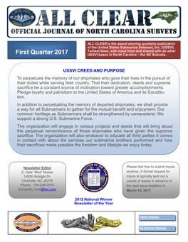 First Quarter 2017 USSVI Bases in North Carolina – the NC Subvets