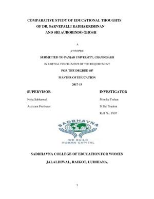 Comparative Study of Educational Thoughts of Dr. Sarvepalli Radhakrishnan and Sri Aurobindo Ghosh