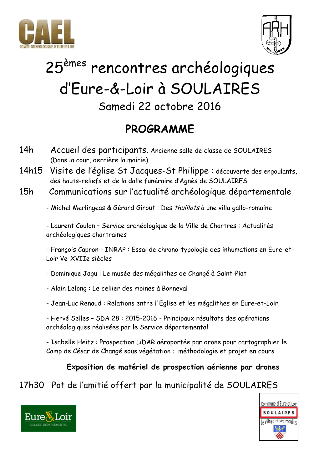 25Èmes Rencontres Archéologiques D'eure-&-Loir À SOULAIRES