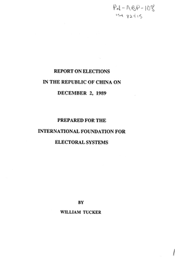 Report on Elections in the Republic of China On