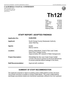 Staff Report: Adopted Findings