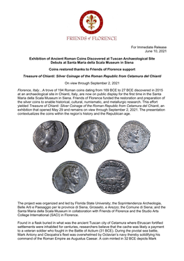 Exhibition of Ancient Roman Coins Restored Thanks to Friends Of