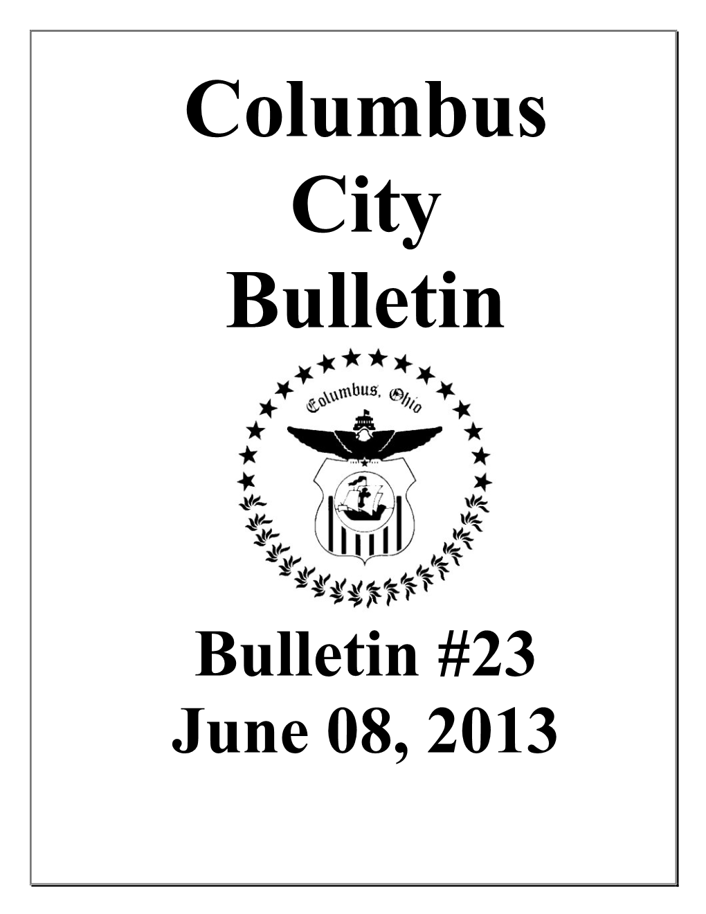Bulletin #23 June 08, 2013