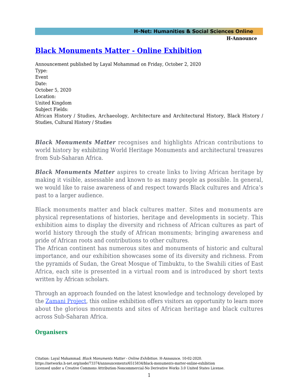 Black Monuments Matter - Online Exhibition