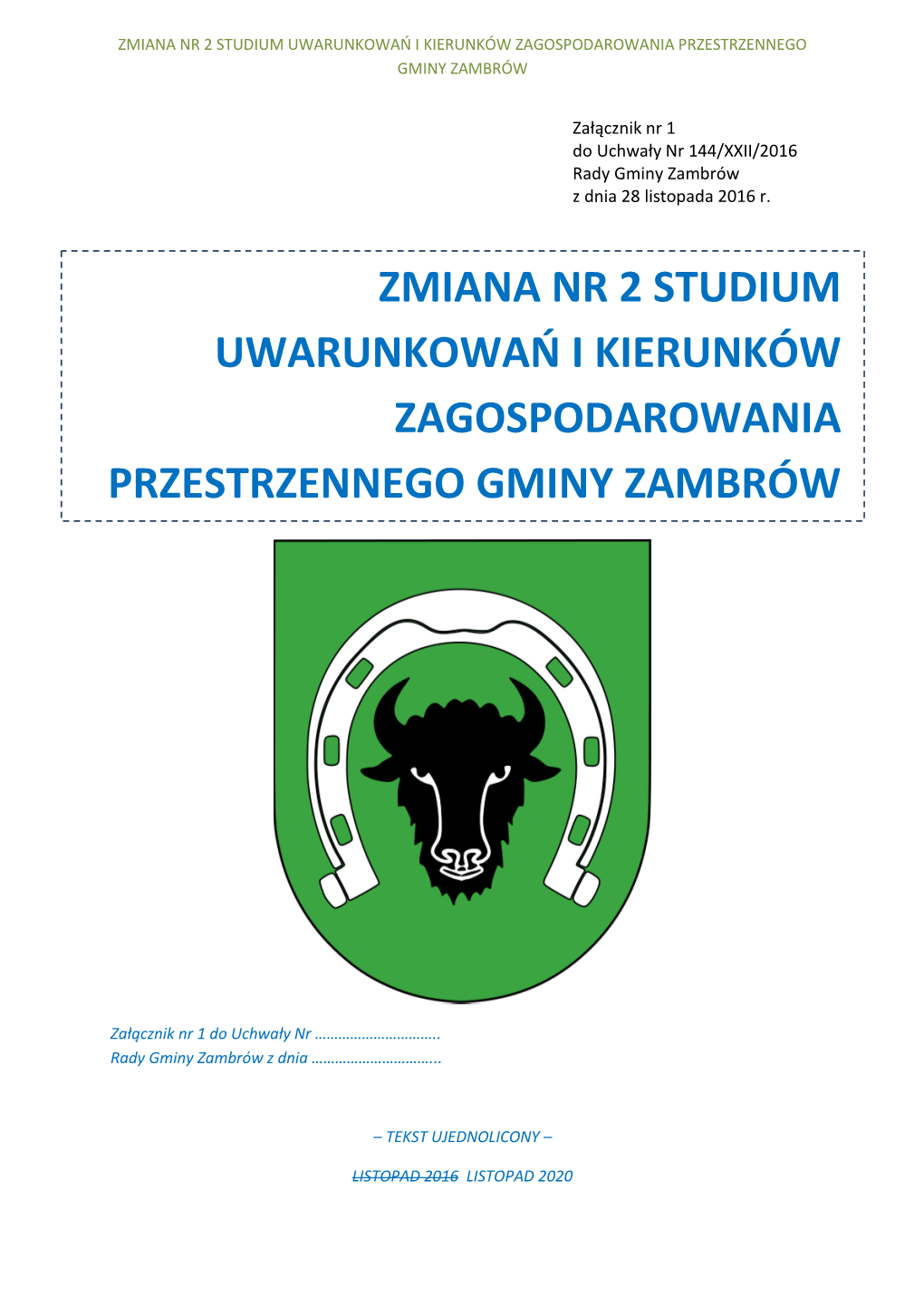 Zmiana Nr 2 Studium Uwarunkowań I Kierunków Zagospodarowania Przestrzennego Gminy Zambrów