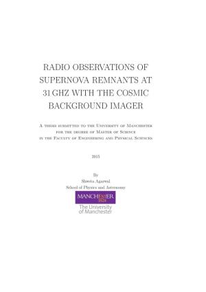 Radio Observations of Supernova Remnants at 31 Ghz with the Cosmic