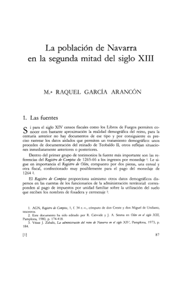 La Población De Navarra En La Segunda Mitad Del Siglo XIII