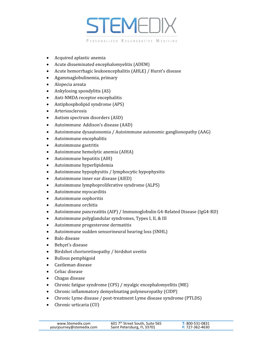 Acquired Aplastic Anemia • Acute Disseminated Encephalomyelitis