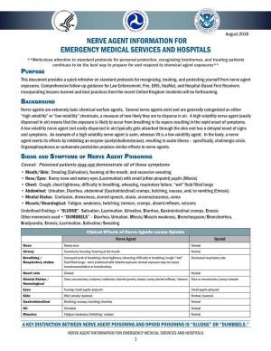 Nerve Agent Information for Emergency Medical Services And