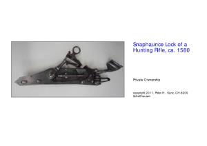Snaphaunce Lock of a Hunting Rifle, Ca. 1580