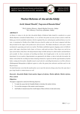 Market Reforms of Ala-Ud-Din Khilji