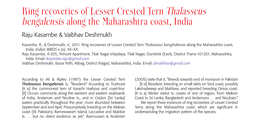 Ring Recoveries of Lesser Crested Tern Thalasseus Bengalensis Along the Maharashtra Coast, India Raju Kasambe & Vaibhav Deshmukh