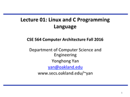 Lecture 01: Linux and C Programming Language