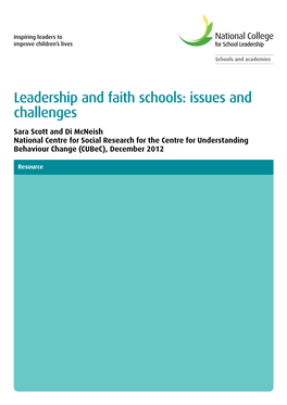 Leadership and Faith Schools