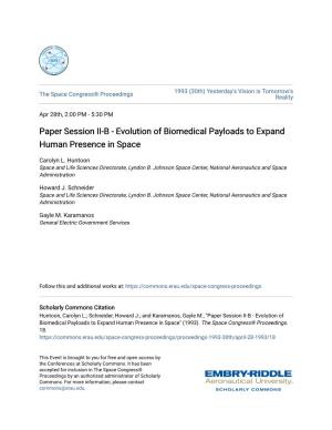 Evolution of Biomedical Payloads to Expand Human Presence in Space