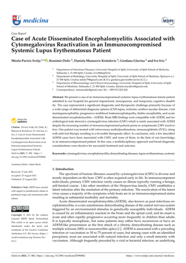 Case of Acute Disseminated Encephalomyelitis Associated with Cytomegalovirus Reactivation in an Immunocompromised Systemic Lupus Erythematosus Patient