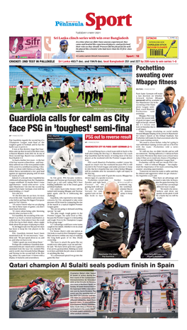 Guardiola Calls for Calm As City Face PSG In