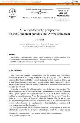 A Fourier-Theoretic Perspective on the Condorcet Paradox and Arrow's