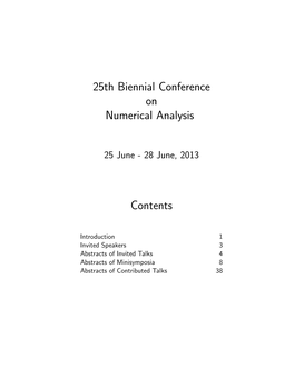 25Th Biennial Conference on Numerical Analysis Contents