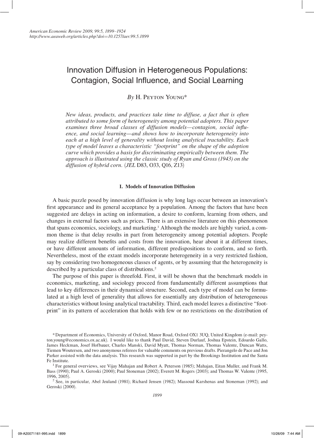 Innovation Diffusion in Heterogeneous Populations: Contagion, Social Influence, and Social Learning