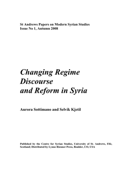 Changing Regime Discourse and Reform in Syria