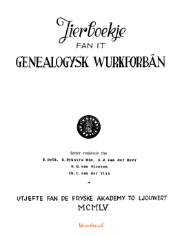 Jierboekje Fan It Genealogysk Wurkforbân 1955