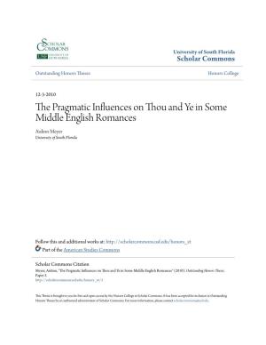 The Pragmatic Influences on Thou and Ye in Some Middle English Romances