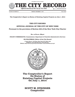 The Comptroller's Report on Status of Existing Capital