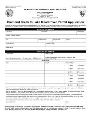 Diamond Creek to Lake Mead Permit Application