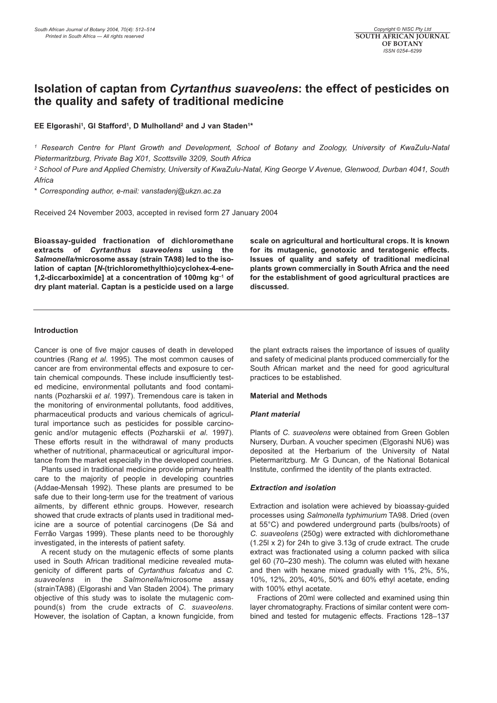 The Effect of Pesticides on the Quality and Safety of Traditional Medicine