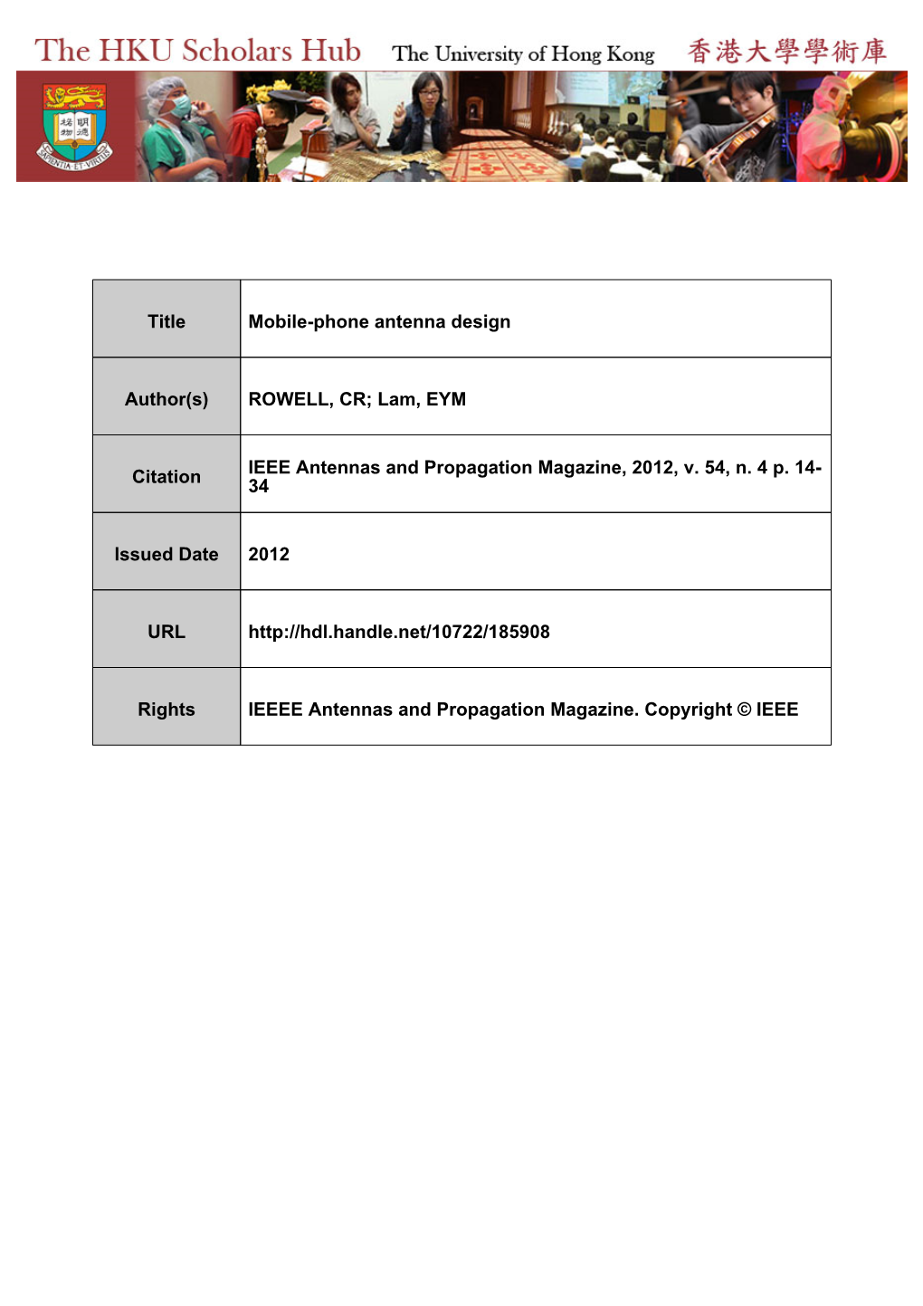 Title Mobile-Phone Antenna Design Author(S)