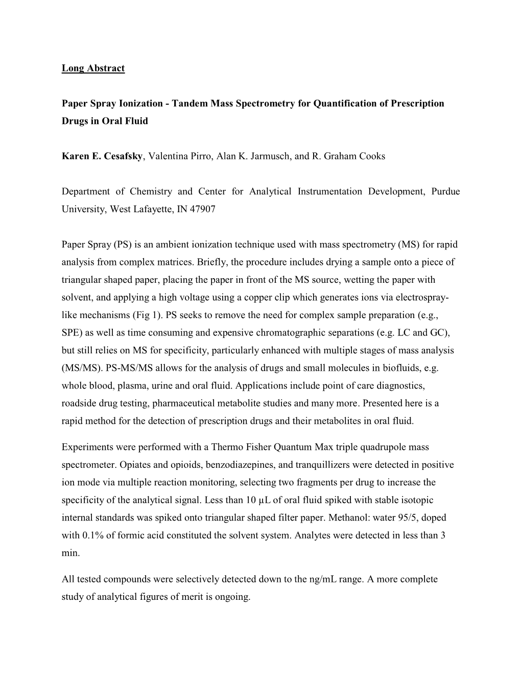 Long Abstract Paper Spray Ionization