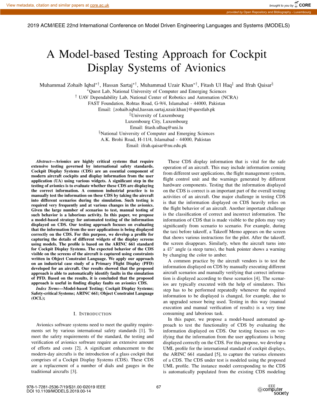 A Model-Based Testing Approach for Cockpit Display Systems of Avionics