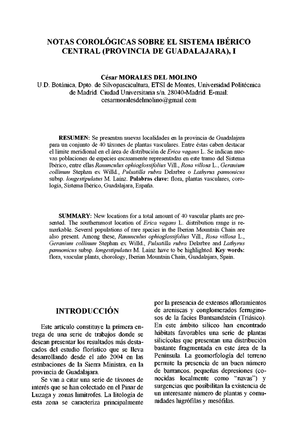 Flora Montiberica, Vol. 41 (I-2009, Pub. Electrónica 22-XII-2008)