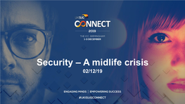 Security – a Midlife Crisis 02/12/19 What Constitutes a Security Midlife Crisis? History of Technology and Threats