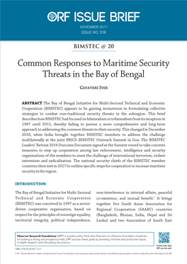 Common Responses to Maritime Security Threats in the Bay of Bengal